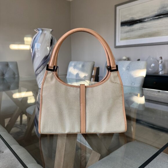 GUCCI NYLON Vintage Jackie Bardot Beige - Picture 2 of 13